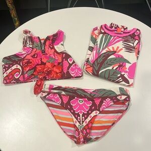 Maaji girls bikini + rash guard swimsuit floral pattern.